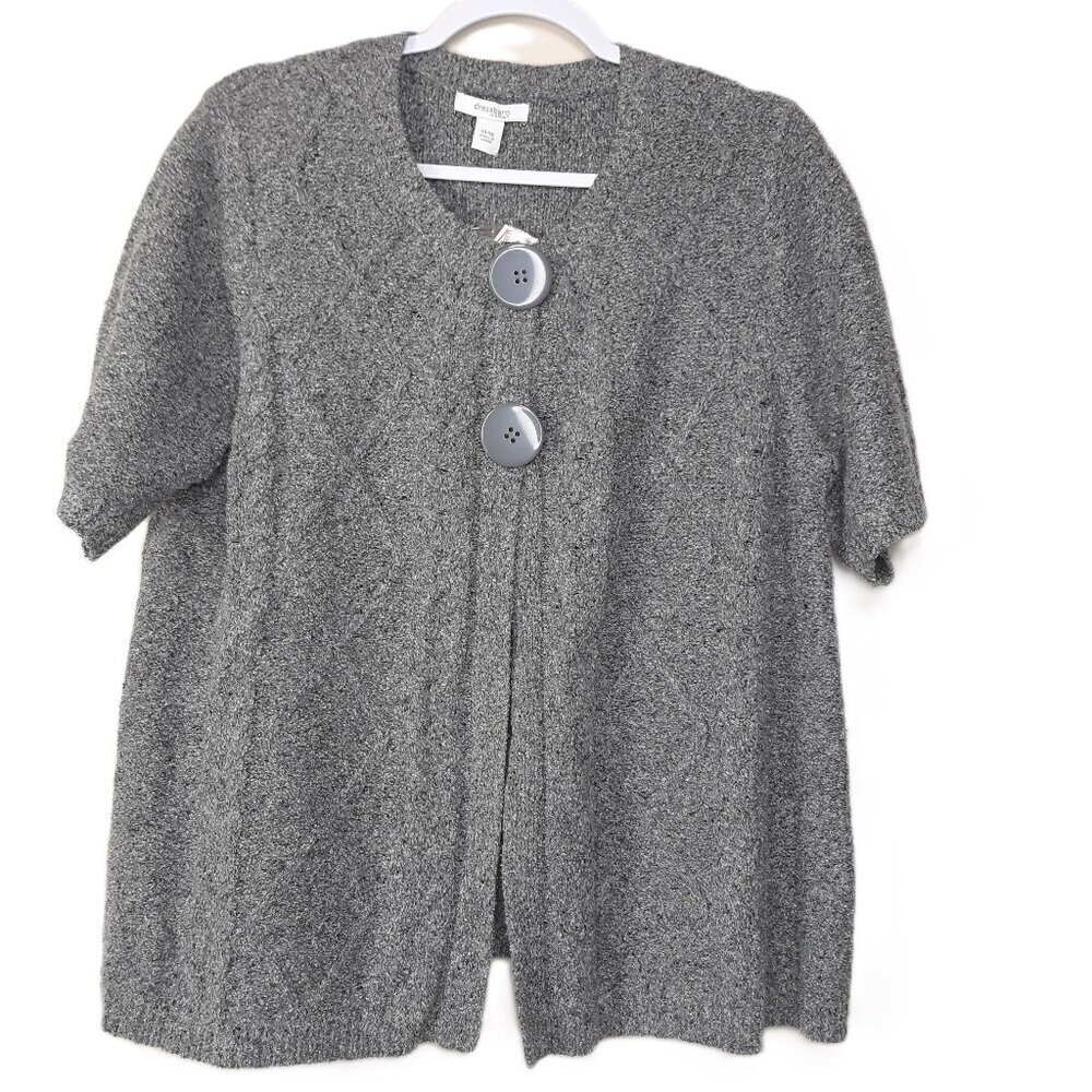 Women's Argyle Cardigan Sweater Silk Angora Short Sleeve New Vintage